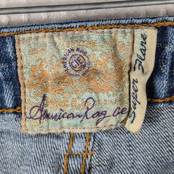 American Rag Womens 26x30 Super Flare Jeans Blue Low Rise Bootcut Denim Boho Y2K - Picture 4 of 5